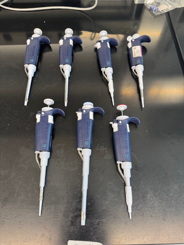 Image of Gilson Pipetman Single Channel Pipettes - Quantity 7